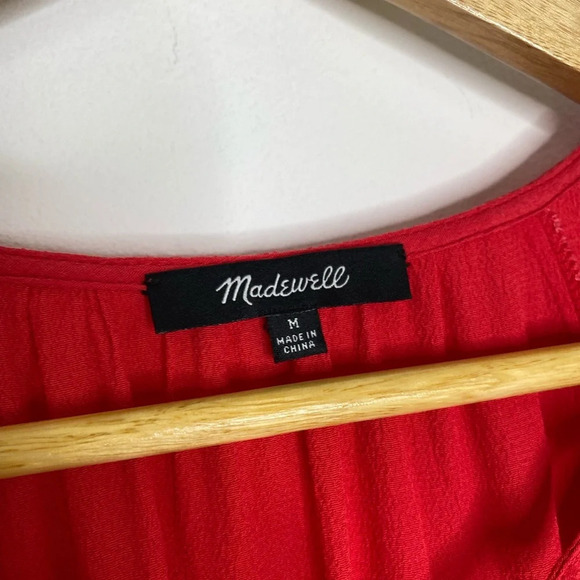 Madewell Red Lace Up Flutter Sleeve Mini Dress Women’s Size Medium - Picture 4 of 10